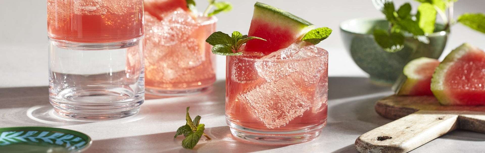watermelon cocktail in clear glass