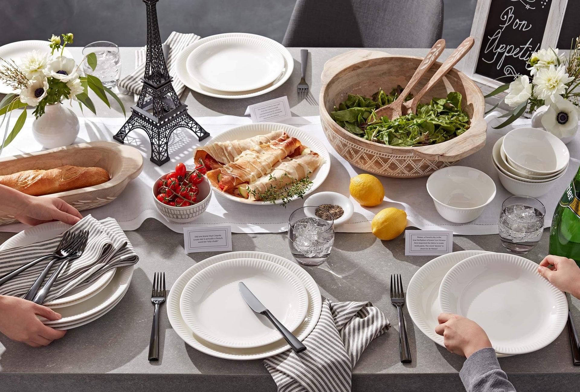 Table set with Lenox Profile white dishes and food