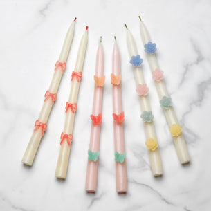 Pastel Flowers Taper Candles, Set of 2