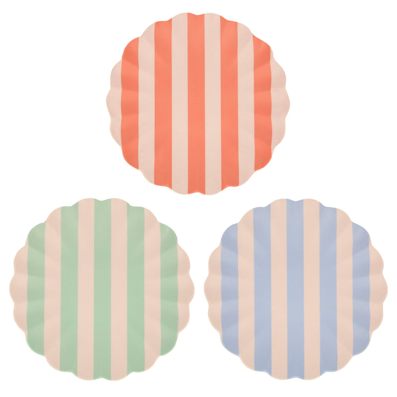 Stripey Assorted Bamboo Large Plates, Set of 6