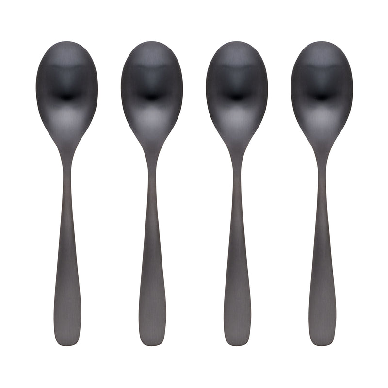 Eliana Black Satin Dinner Spoons, Set of 4