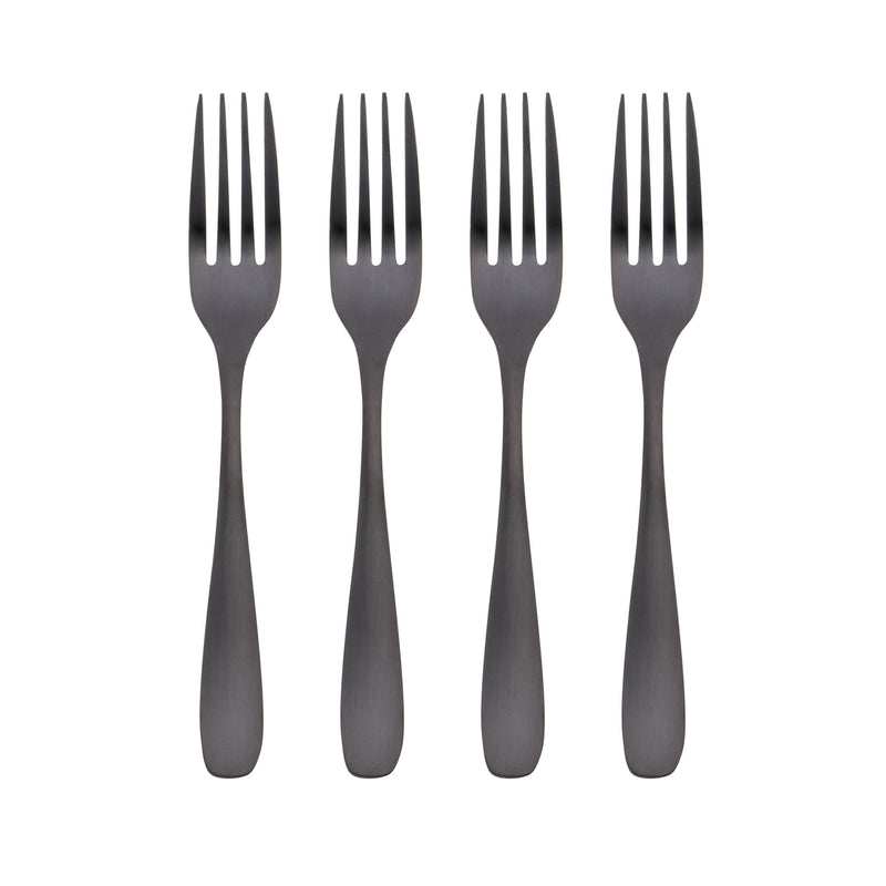 Eliana Black Satin Salad Forks, Set of 4
