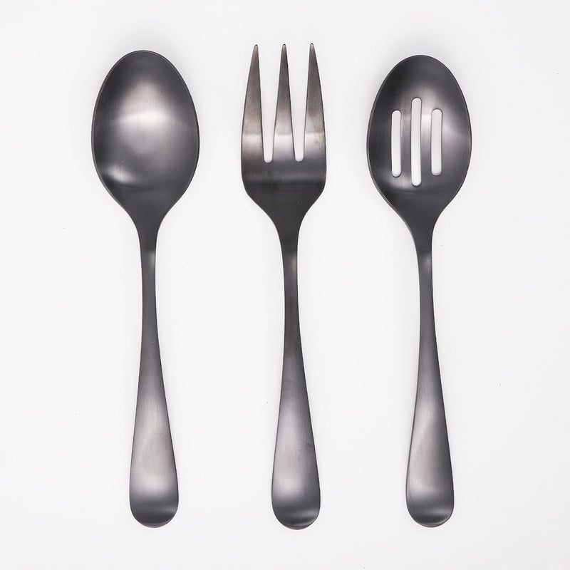 Rhiannon Black Satin 3-Piece Hostess Set