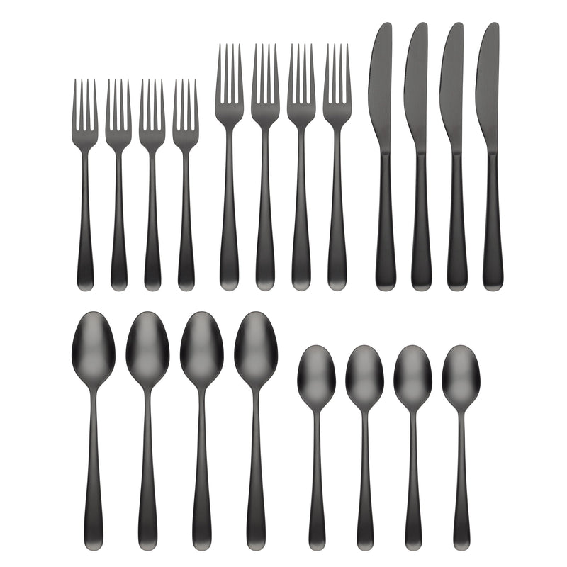 Rafael Black Satin 20-Piece Flatware Set