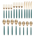 Kiernan Champagne Satin Green Handle 20-Piece Flatware Set