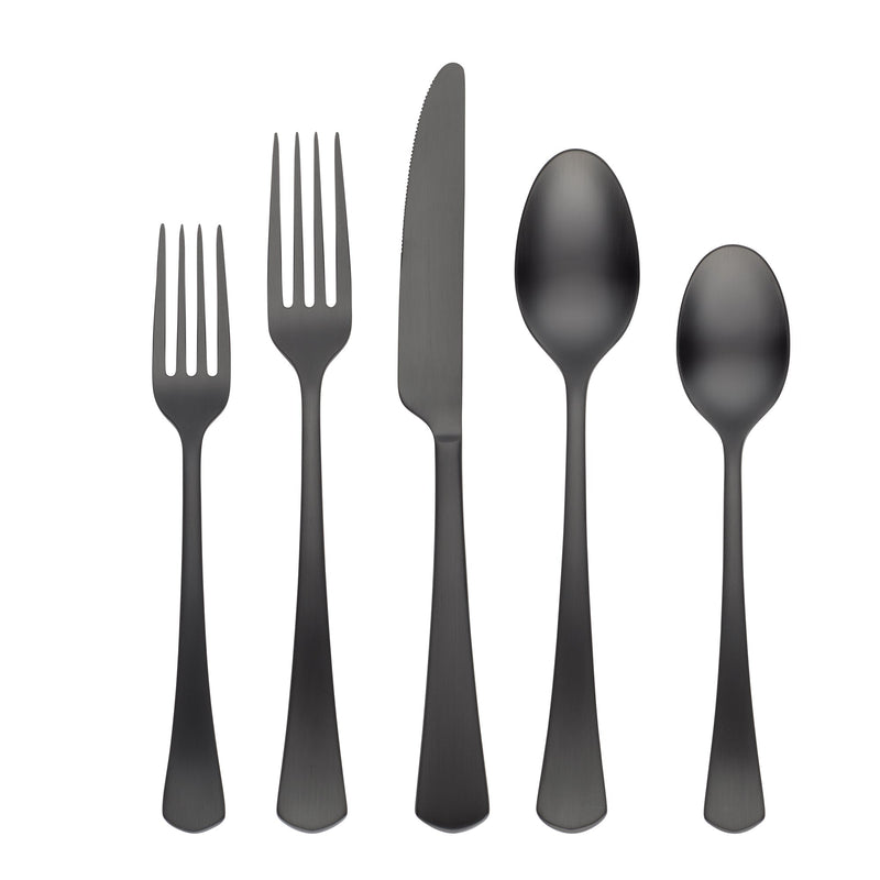 Morgan Black Satin 20-Piece Flatware Set