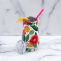 Floral Wine Tumbler With Straw, Set of 12