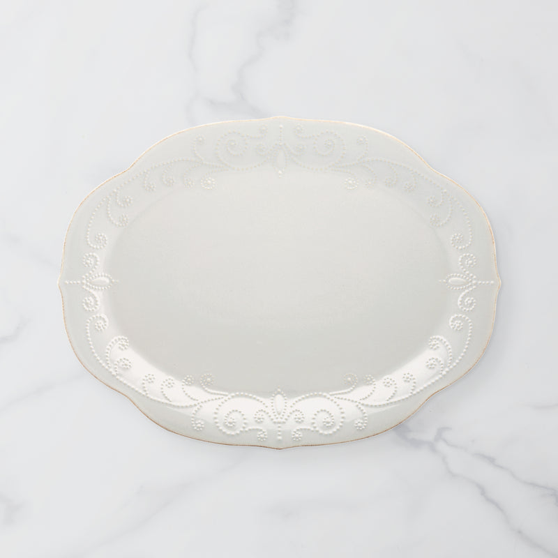 French Perle White Oval Serving Platter