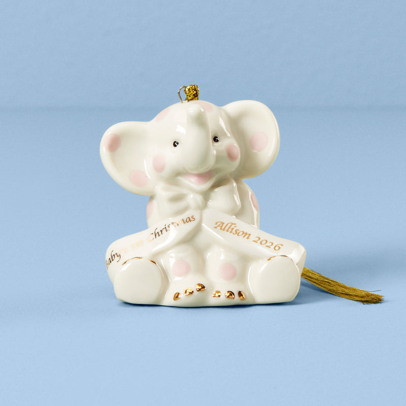 Personalized Pink Elephant Ornament
