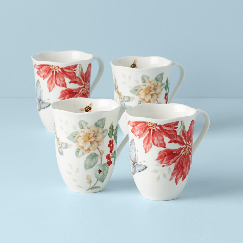 Butterfly Meadow Holiday Mugs, Set of 4