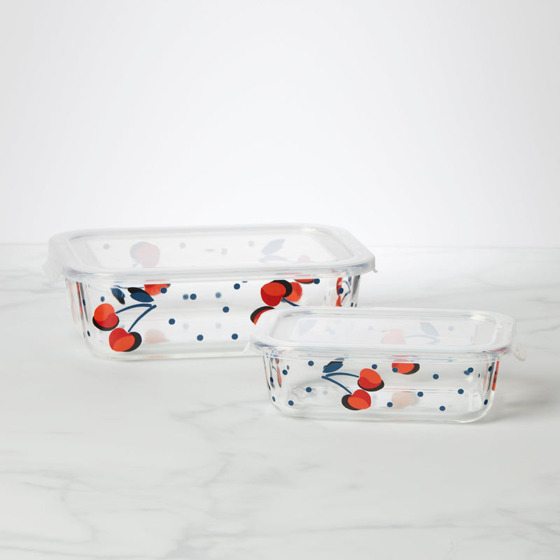 Vintage Cherry Dot 2-Piece Rectangular Storage Set