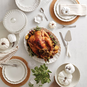 French Perle White Carved Turkey Platter