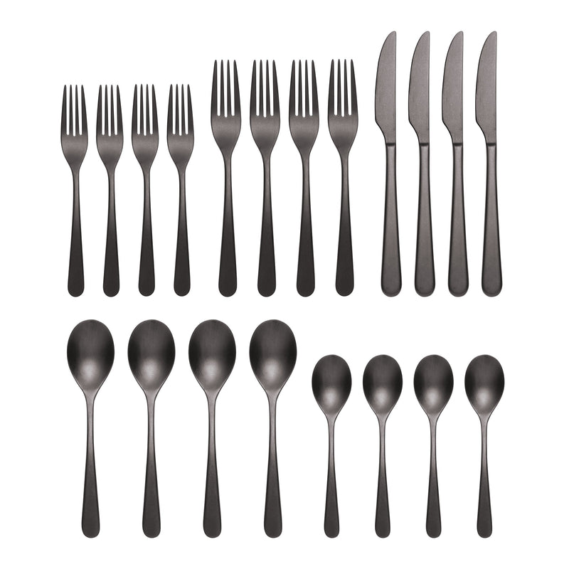 Kenbrook Black Vintage 20-Piece Flatware Set