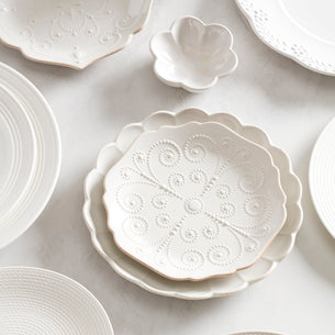 French Perle White 4-Piece Dessert Set