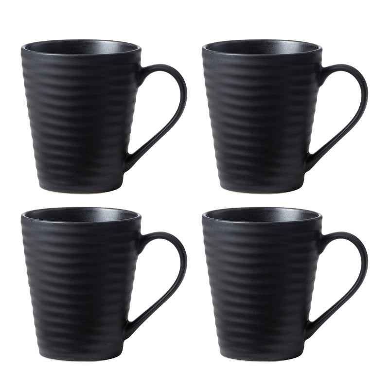 Ridge Black Mugs, Set of 4