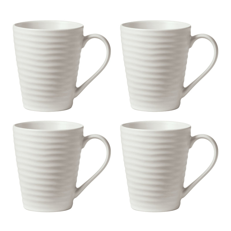 Ridge White Mugs, Set of 4