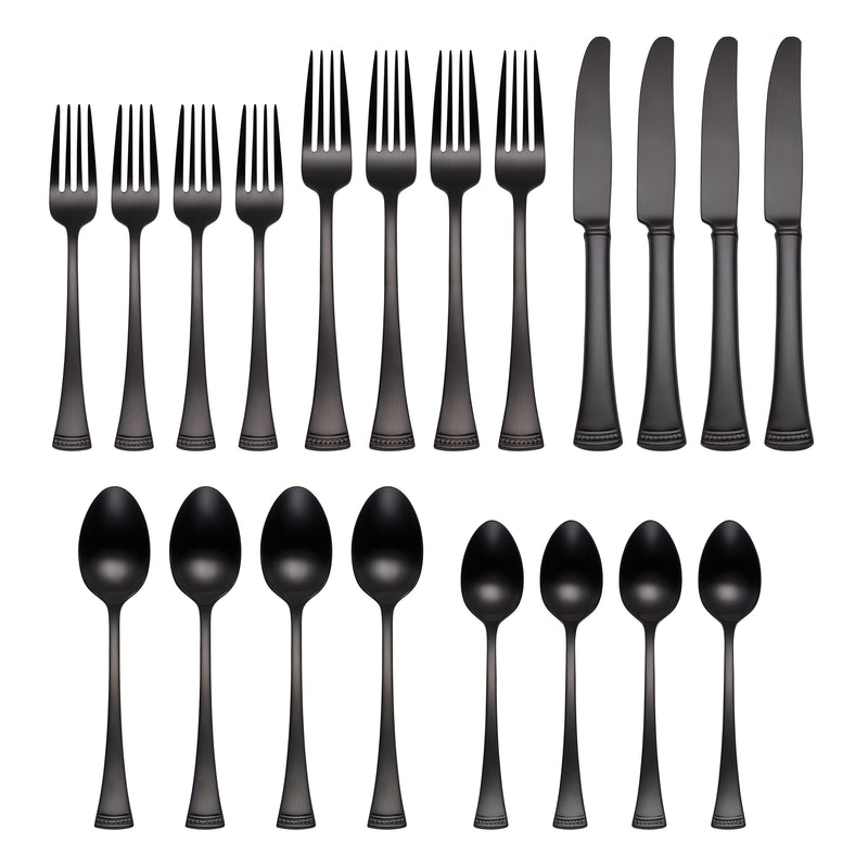 Portola Black Satin 20-Piece Flatware Set