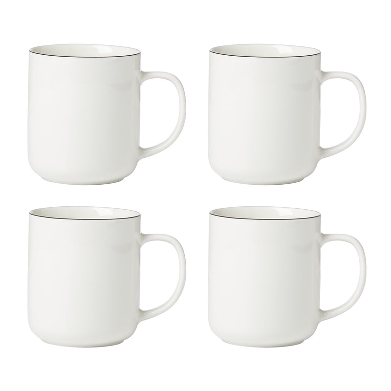 24 Seven Black Rim Mugs, Set of 4