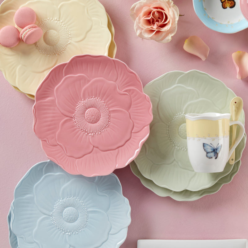 Butterfly Meadow Floral Blue Accent Plates, Set of 4