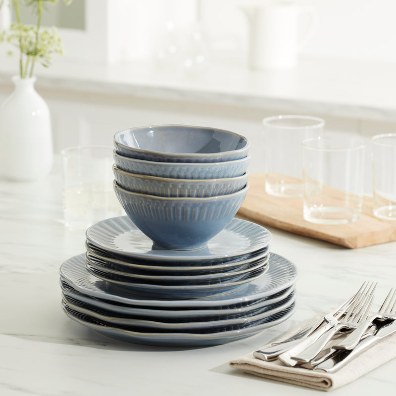 Artisanal Stripe Blue 12 Piece Dinnerware Set