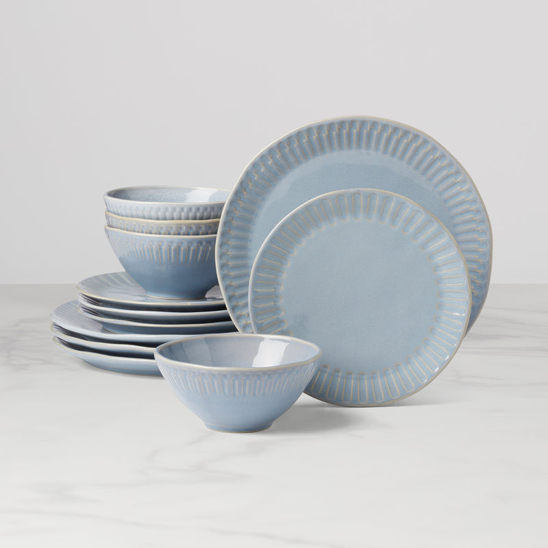 Artisanal Stripe Blue 12 Piece Dinnerware Set