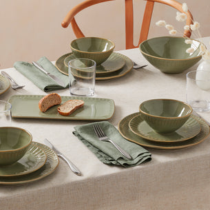 Artisanal Stripe Green 12 Piece Dinnerware Set