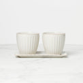 French Perle Scallop White 3-Piece Herb Pot Set