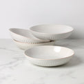 French Perle Groove White Dinner Bowls, Set of 4