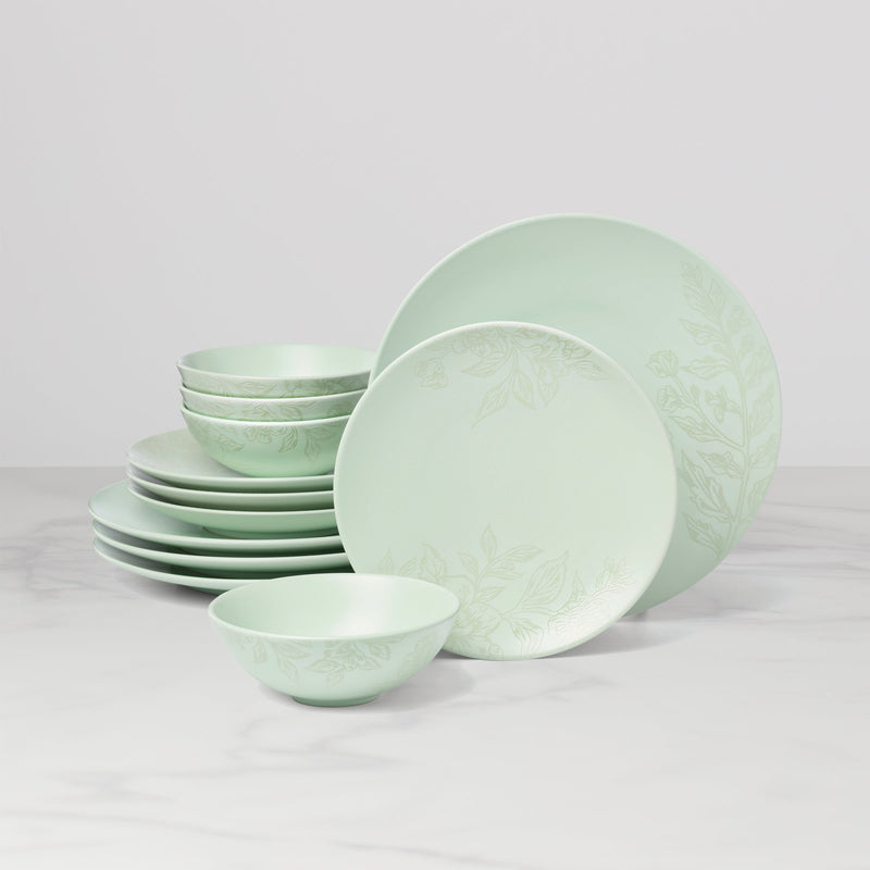 Roseto Soft Sage 12-Piece Dinnerware Set