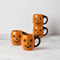 Halloween Figural Pumpkin Mugs, Set of 4