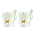 Butterfly Meadow Color Mugs with Spoons, Set of 8