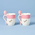 Butterfly Meadow Pink Mugs with Spoons, Set of 2