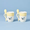 Butterfly Meadow Yellow Mugs with Spoons, Set of 2
