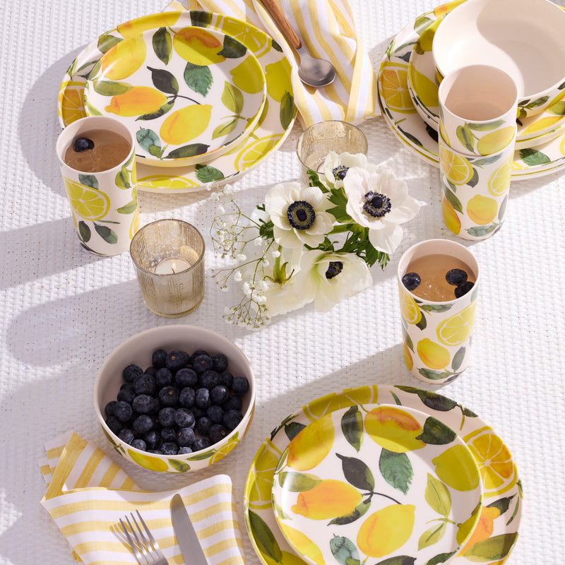 24/7 Melamine 12-Piece Dinnerware Set, Lemons