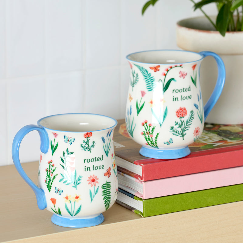 First Blooms Blue Mugs, Set of 2