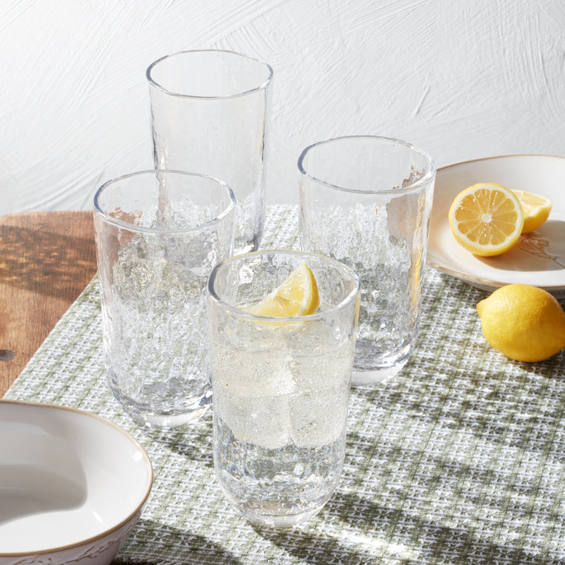 HOMESPUN CLEAR TALL TUMBLER S/4
