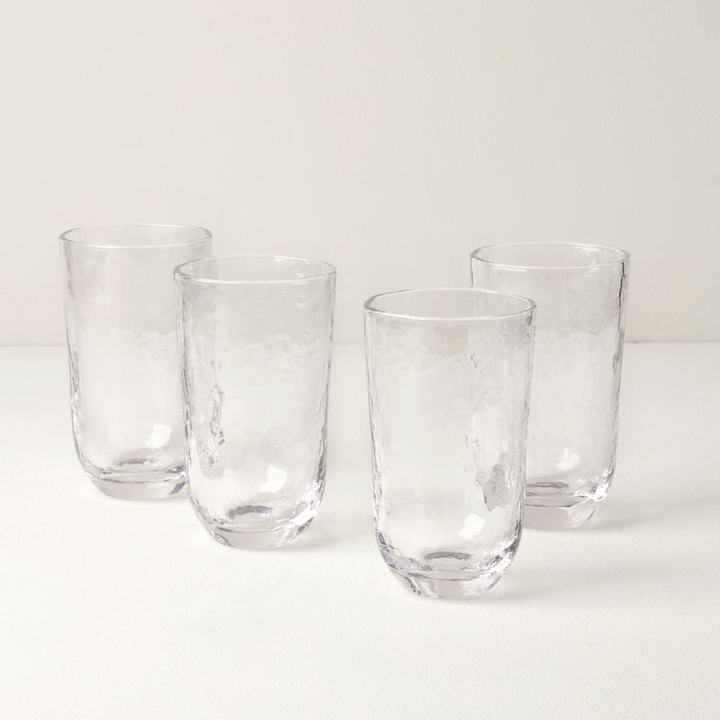 HOMESPUN CLEAR TALL TUMBLER S/4