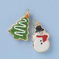 Retro Blown Glass Snowman & Tree Cookie Ornament Set