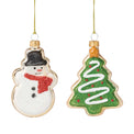 Retro Blown Glass Snowman & Tree Cookie Ornament Set