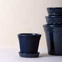 Kobenhavner Glazed Sapphire Blue 16cm Pot with Saucer