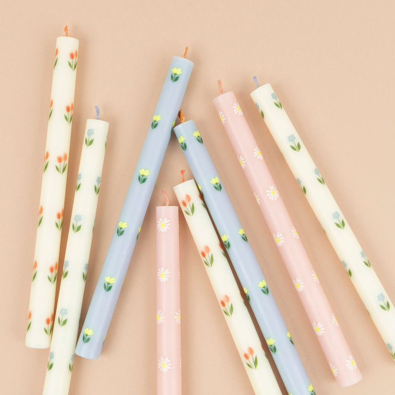 Floral Table Candles, Set of 8
