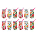 Floral Wine Tumbler With Straw, Set of 12