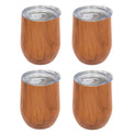 Insulated Woodgrain Wine Tumblers, Set of 4