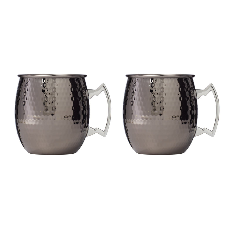 Hammered Black Moscow Mule Mugs, Set of 2