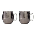 Hammered Black Moscow Mule Mugs, Set of 2