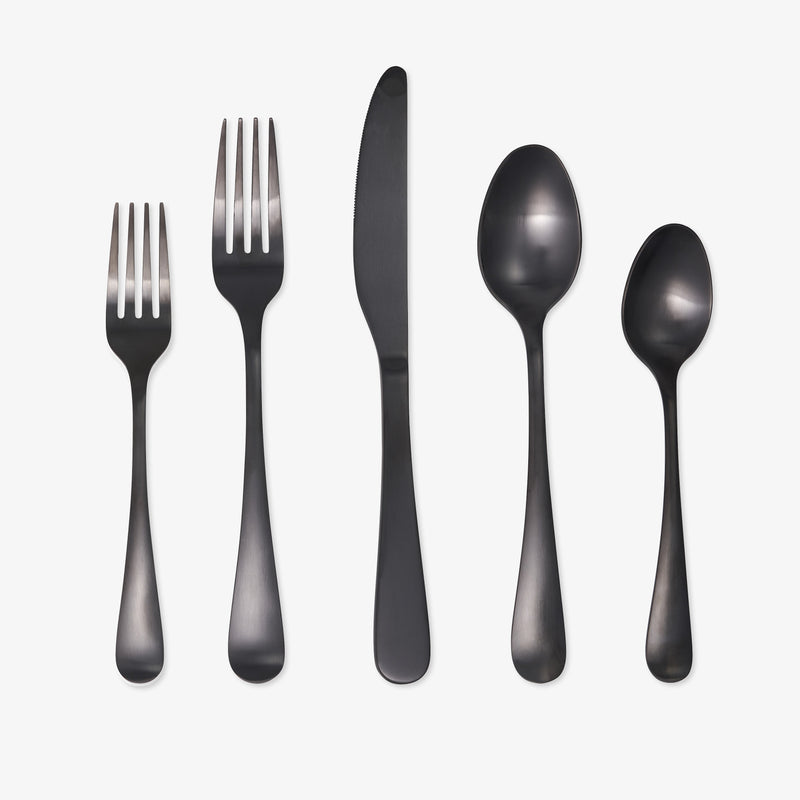 Rhiannon Black Satin 20-Piece Flatware Set