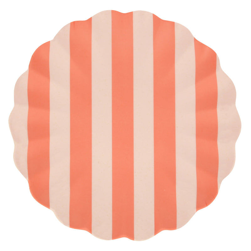 Stripey Assorted Bamboo Large Plates, Set of 6
