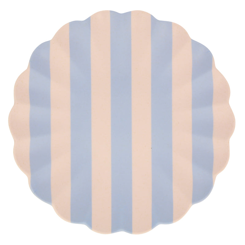 Stripey Assorted Bamboo Large Plates, Set of 6
