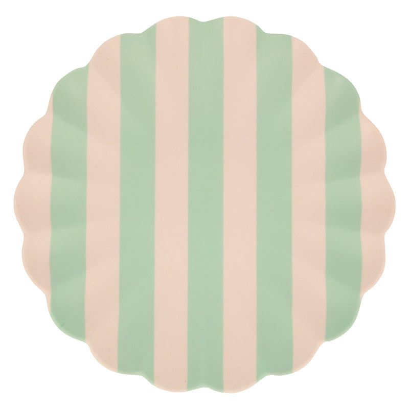 Stripey Assorted Bamboo Large Plates, Set of 6