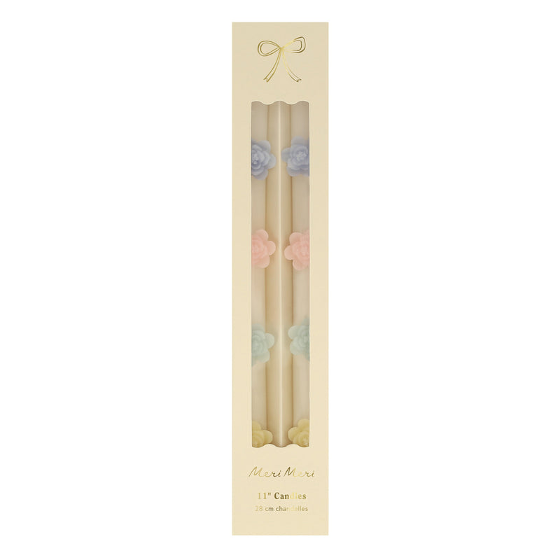 Pastel Flowers Taper Candles, Set of 2